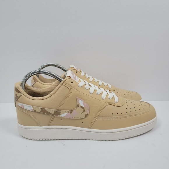 Nike Court Vision Low Shoes - Nike Court Vision Low Women's Sesame Camo Tan Sneakers DX3734-200 US Size 10
